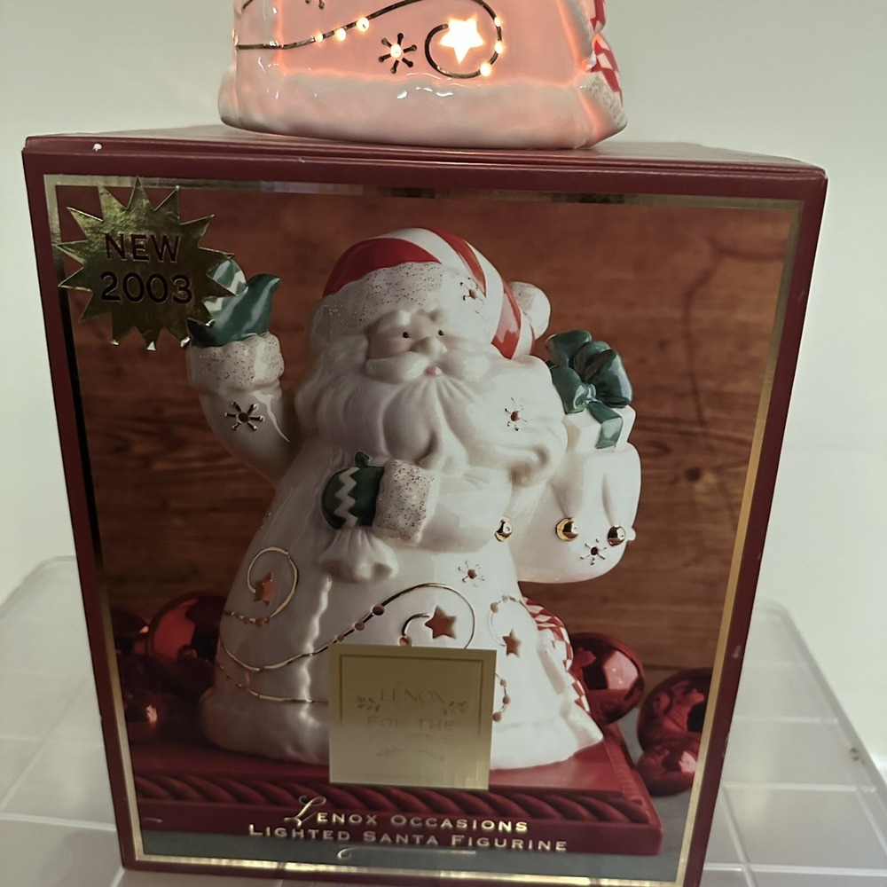 Vintage Lenox Occasions Lighted Santa Figurine 2003 Christmas Fine 6238257 Ivory - Picture 3 of 15